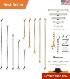 Versatile 10Pcs Necklace Extender Chains - Stainless Steel for All Jewelry Types - Picture 1 of 9