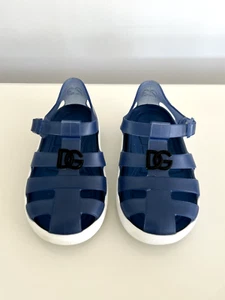 Dolce & Gabbana Toddler Boy's Logo Caged Jelly Sandals Blue & White - Picture 1 of 8