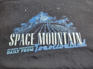 DISNEY SPACE MOUNTAIN  T SHIRT TEE BLACK FLIGHTS DEPARTING DAILY TOMORROWLAND XL - Picture 1 of 4
