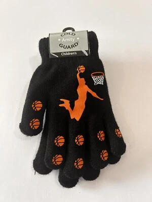Модные вязаные баскетбольные перчатки Amity Cold Guard для мальчиков черные оранжевые спортивные 5,5 дюйма - Изображение 1 из 3