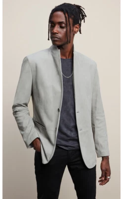 $1998 John Varvatos Collection Grey Suede Leather Blazer Jacket EU48 US38 - Image 1 of 4