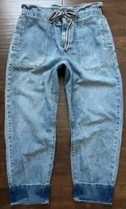 We The Free People Leinen Denim Paperbag Hose S 31 Barrel Jeans Loose Fit - Bild 1 von 6