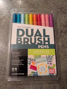 Tombow Dual Brush Pens 10 Colors Tropical NIP NEW - Picture 1 of 2