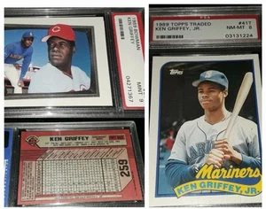 Bowman #259 1989 Ken Griffey/Griffey Jr. PSA 9/'89 Topps UD 41 Griffey Jr. PSA 8 - Imagen 1 de 5