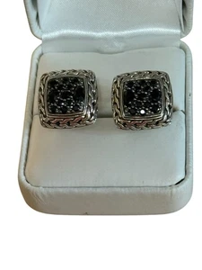John Hardy Black Sapphire 925 Sterling Silver Cufflinks - Excellent condition! - Picture 1 of 7