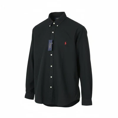 Ralph Lauren Core Replen Hombre Camisa Negro XL con Botón Cuello Ajustado - Imagen 1 de 4