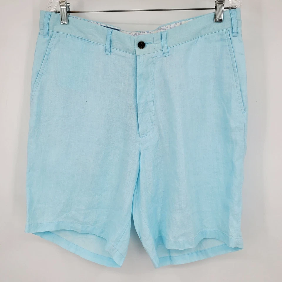 Castaway Nantucket Island 100% Linen Coastal Flat Front Men's Shorts Size 35 - Image 1 of 4