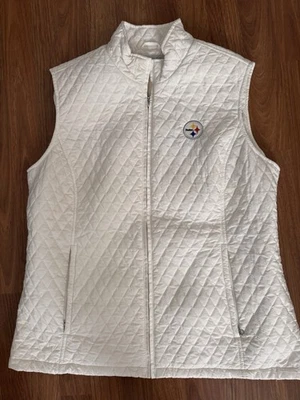 Cutter & Buck Steelers Quilted Vest Women’s Cream White XL - Image 1 of 4