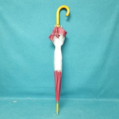 Paraguas de burbujas de vinilo borgoña transparente Totes #962 mango de madera de PVC Foto 1 de 4