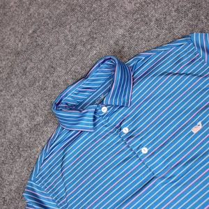 Camisa Polo Vineyard Vines Para Hombre Pequeña Azul Rendimiento Rosa Ballena Golf Rayas - Imagen 1 de 10