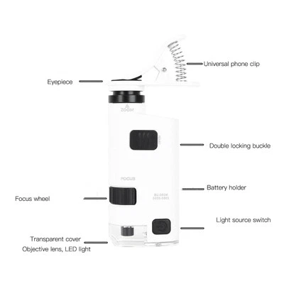 Microscope LED Pour Téléphone Portable Microscope De Poche Universel - Photo 1/4