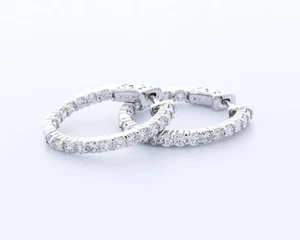 1.5CT Lab-Created Diamonds E/VVS2 Round Cut 14K Gold Prong Classic Hoop Earrings - Picture 1 of 4