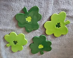 (4) Shamrock Coaster Ceramic Green - Picture 1 of 3