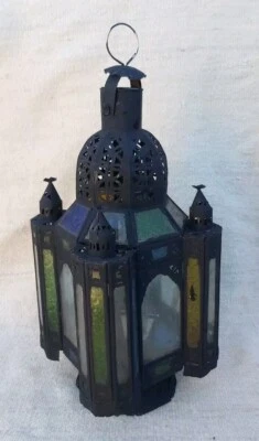 Lámpara colgante candelabro linterna grande de metal de filigrana marroquí grande vintage Foto 1 de 4