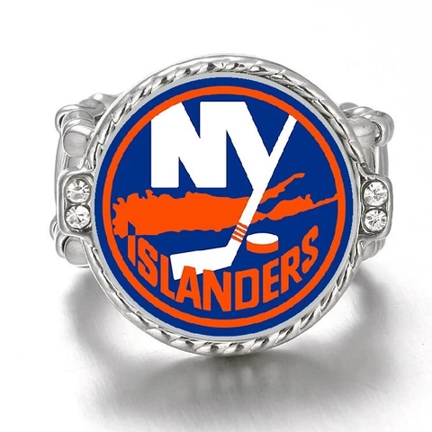 New York Islanders Silver Women's Crystal Accent Ring Fits All Sizes D12 Cover