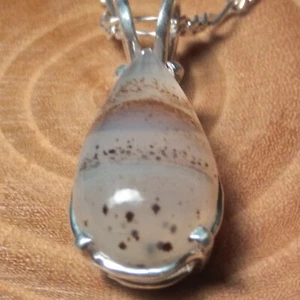 STERLING SILVER MONTANA MOSS AGATE NECKLACE - Picture 1 of 3