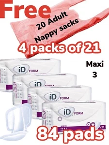 4 x ID Expert Form 3 Maxi -PACK OF 21-  Incontinence Aid 84 Pads Adult Nappies - Picture 1 of 5