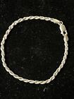 IBB 925 STERLING SILVER ROPE CHAIN BRACELET ITALY 7.5” Long