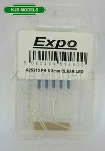 NUEVO EN CAJA EXPO A25210 Paquete de 5 LED transparentes de 3 mm con resistencias - Electrónica de modelado - Imagen 1 de 2