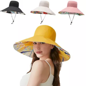 Sombrero de ala ancha para mujer, flor protección solar pesca doble cara-wea sombrero - Imagen 1 de 25