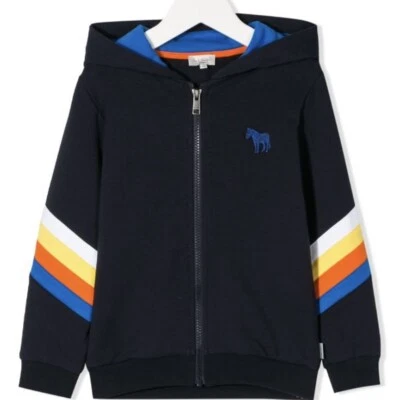 Novo Moletom com Capuz Paul Smith Júnior Menino Azul Marinho Algodão com Zíper Tamanho 12 - Imagem 1 de 4