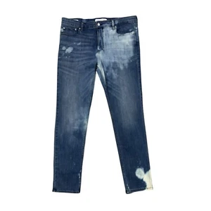 Calvin Klein Men's Distressed Bleached Blue Skinny Jeans Size 38 x 32 - Picture 1 of 12