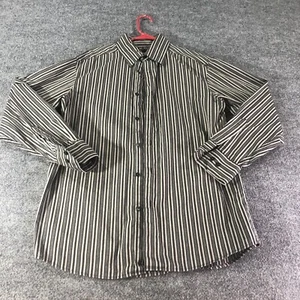 Men's Axcess Dress Shirt Button Down Long Sleeve Gray and blue striped Size L - Picture 1 of 8
