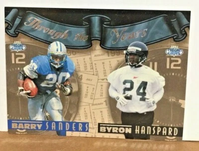 Barry Sanders Byron Hanspard 1997 Pro Line Gems UNCUT Through the Years Panel SP - Image 1 of 2