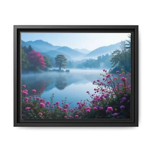 Serene Landscape Wall Art, Colorful Framed Canvas Print, Tranquil Home - Picture 1 of 37