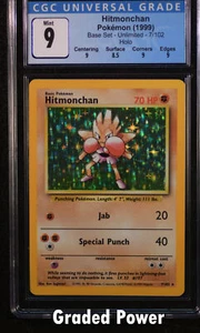 Base Set Unlimited Hitmonchan CGC 9 Holo (1181) 7/102 Pokemon - Picture 1 of 1