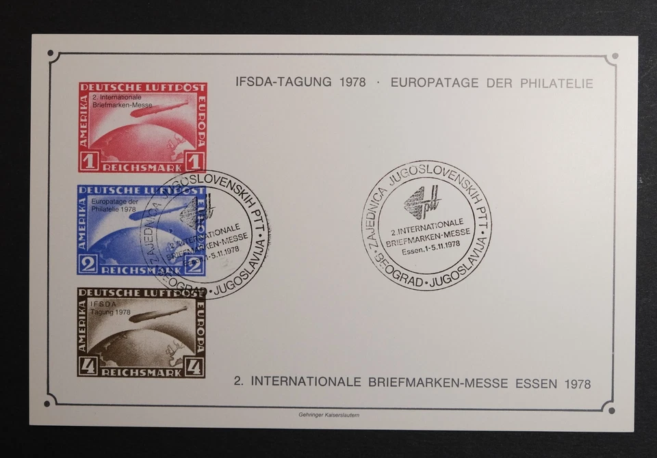 Deutsche Luftpost Zeppelin IFSDA TAGUNG 1978 - Faksimile Sonderstempel Belgrad - Bild 1 von 1
