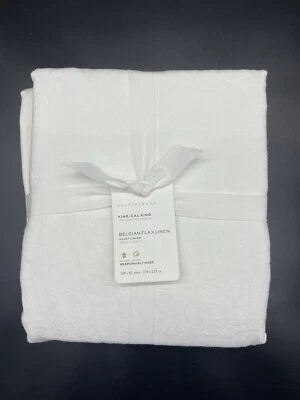 POTTERY BARN BELGIAN FLAX LINEN KING / CAL KING DUVET W/ 3 EURO SHAMS NWT WHITE - Image 1 of 4