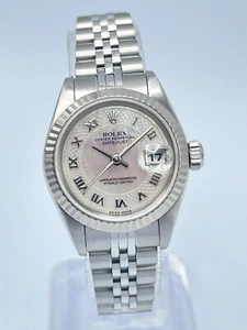 Ladies Rolex Datejust 26mm 79174 Factory MOP Dial Roman White Gold Fluted - Picture 1 of 17