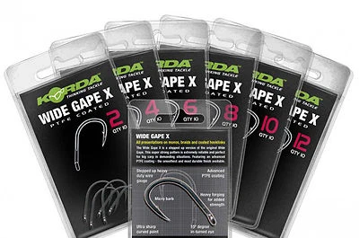 Ganchos de pesca de carpa Korda Wide Gape X - Tallas 2 - 12 disponibles, para enganche y carpa Foto 1 de 2