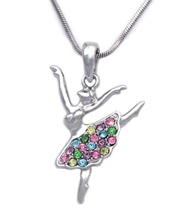 Ballerina Arabesque Ballet Move Dancer Dancing Girl Pendant Necklace Jewelry - Picture 1 of 4