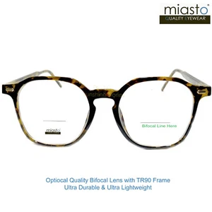 MIASTO SQUARISH READING GLASSES (BIFOCAL) +2.50 ULTRA DURABLE &LIGHTWEIGHT~TR90! - Picture 1 of 2