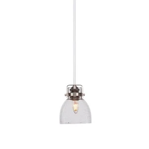 Toltec Easton 1-LT Mini Pendant, White/Nickel, 6" Clear Bubble - 1941-WHBN-4110 - Picture 1 of 1