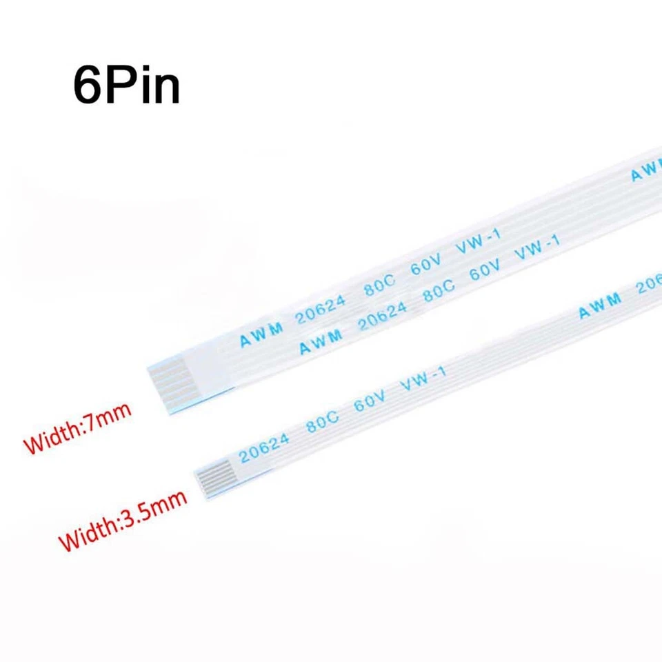 6Pin FFC/FPC Flexible Flat Cable Ribbon 0.5/1.0mm Pitch AWM 20624 Length 6-40cm
