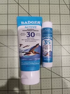 2 x Badger Active Mineral Unscented Hypoallergenic Organic Zinc Exp 3/26 - Picture 1 of 1