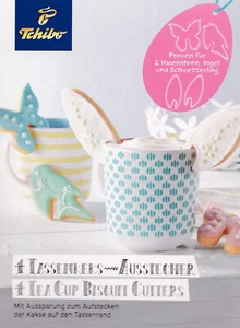 TCM Tchibo 4 Tassenkeks Ausstecher * 2 Hasenohren, Vogel & Schmetterling - Bild 1 von 1