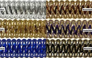 1-7/8" geflochtene Pailletten Borte - 6 durchgehende Yards! - Bild 1 von 14