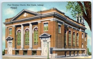 Postcard IN New Castle First Christian Church Linen View Vtg N7 - Picture 1 of 2