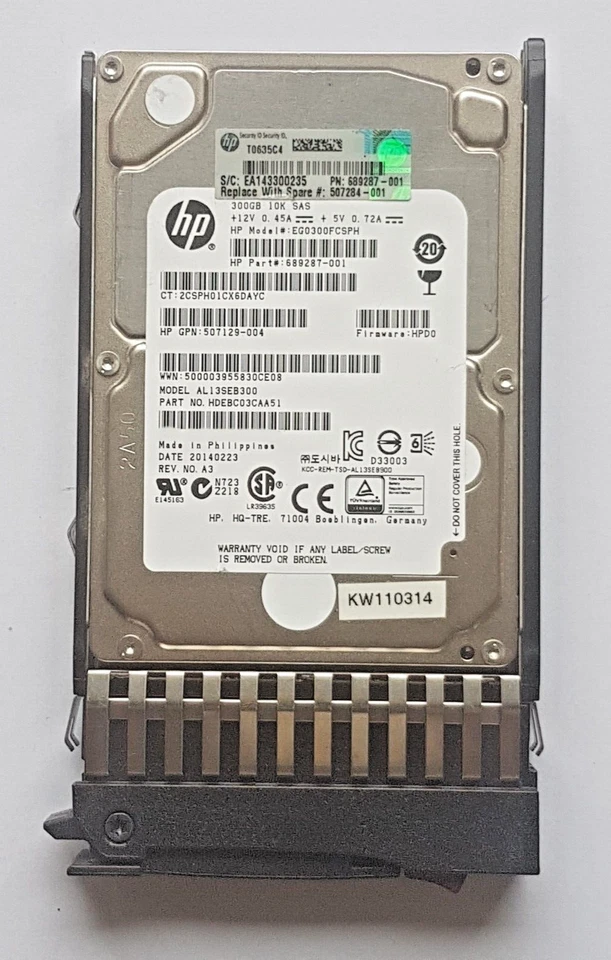 300 GB SAS HP EG0300FCSPH AL13SEB300 10K RPM 16MB HDD 2.5" Disco Rigido + Caddy - Immagine 1 di 1