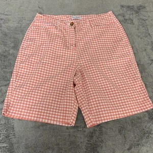 Kim Rogers Size 10 Peach And White Checkerboard 4 Pocket Brumda Shorts - Picture 1 of 10