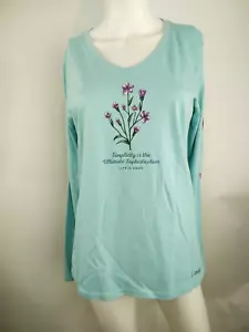 Life is Good Women L/S Crusher Vee Simplicity Is Sophistication Blu Medium 80981 - Picture 1 of 10