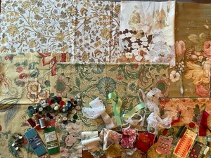 Sanderson Morris Fabric Slow Stitch Vintage Kit Lace Scraps Buttons Threads Etc - Picture 1 of 9