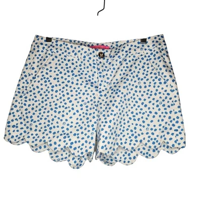 Pantalones Cortos Lilly Pulitzer Lunares Festoneados Mujer 4 Blanco Azul Algodón Blanco Azul Foto 1 de 4