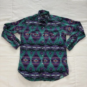 Vintage 90er Panhandle Slim Pearl Snap Azteken Western Rodeo Hemd Herren Größe 16x34 - Bild 1 von 12