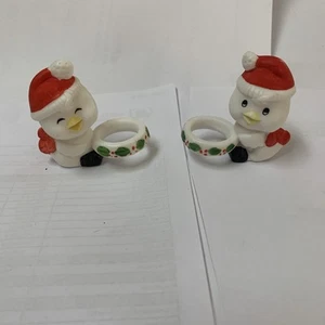 Vtg Christmas Candle Huggers Chicken Chick Farm Country With Red Hat Only One - Picture 1 of 8