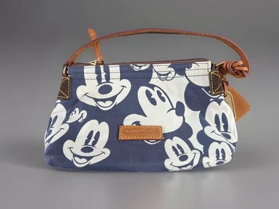 Bolso de Mano Dooney & Bourke Caras Mickey Mouse Disney Azul y Blanco Cartera Pequeña ~Raro Foto 1 de 4